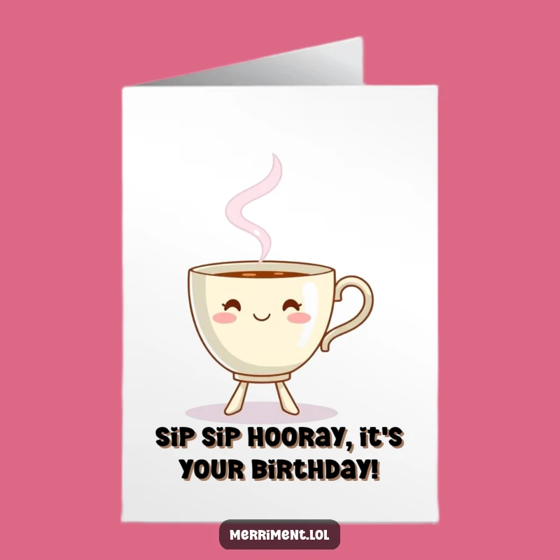 Free Printable Birthday Card: Dancing Teacup for a Fun & Funny Downloadable Gift!
