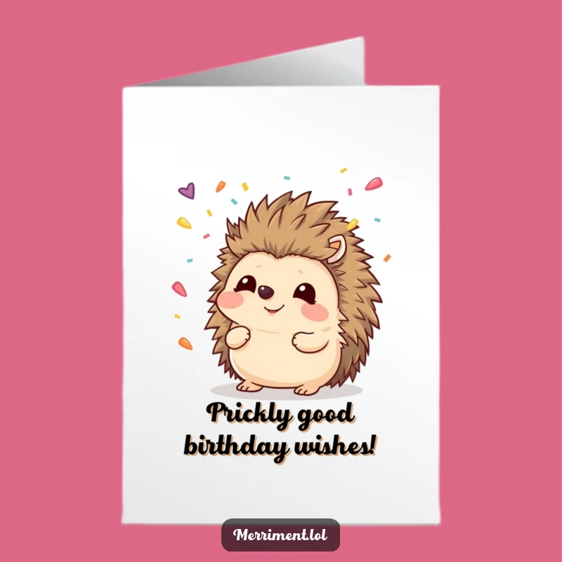 Free Printable Birthday Card: Funny Hedgehog Confetti Nose Catch - Downloadable DIY Gift