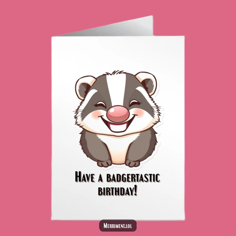 Free Printable Birthday Card: Silly Badger Clown - Hilarious Downloadable Party Fun!