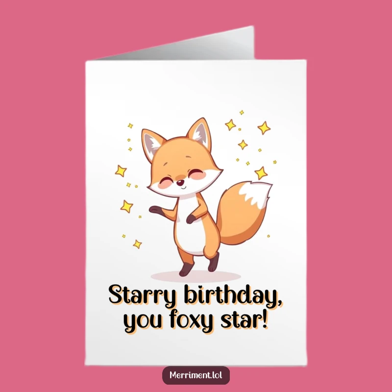 Free Printable Fox Star Dance Birthday Card - Magical Downloadable Gift