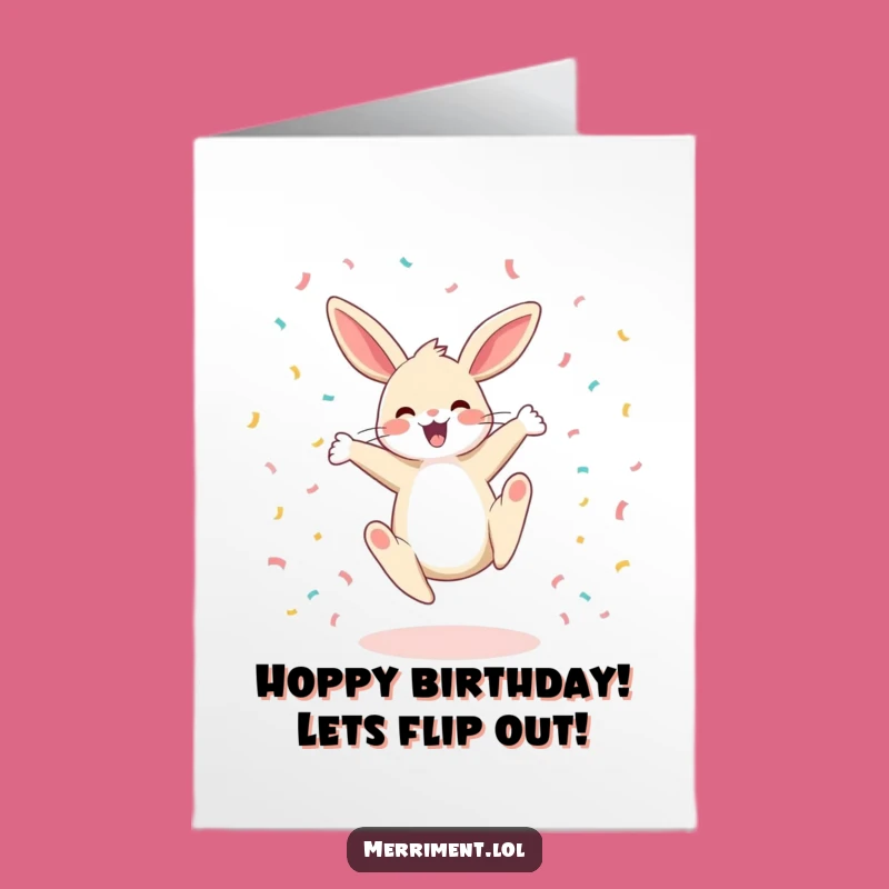 Free Printable Bunny Cartwheel Birthday Card - Funny Action Downloadable Gift