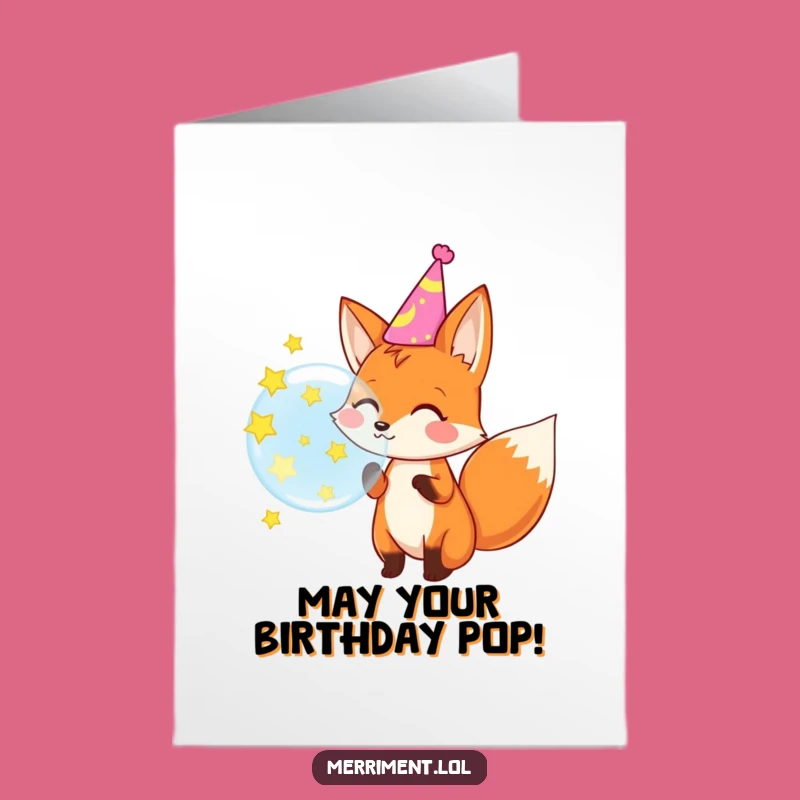 Free Printable Fox Birthday Card: Fun Bubble Pop Celebration Downloadable Gift