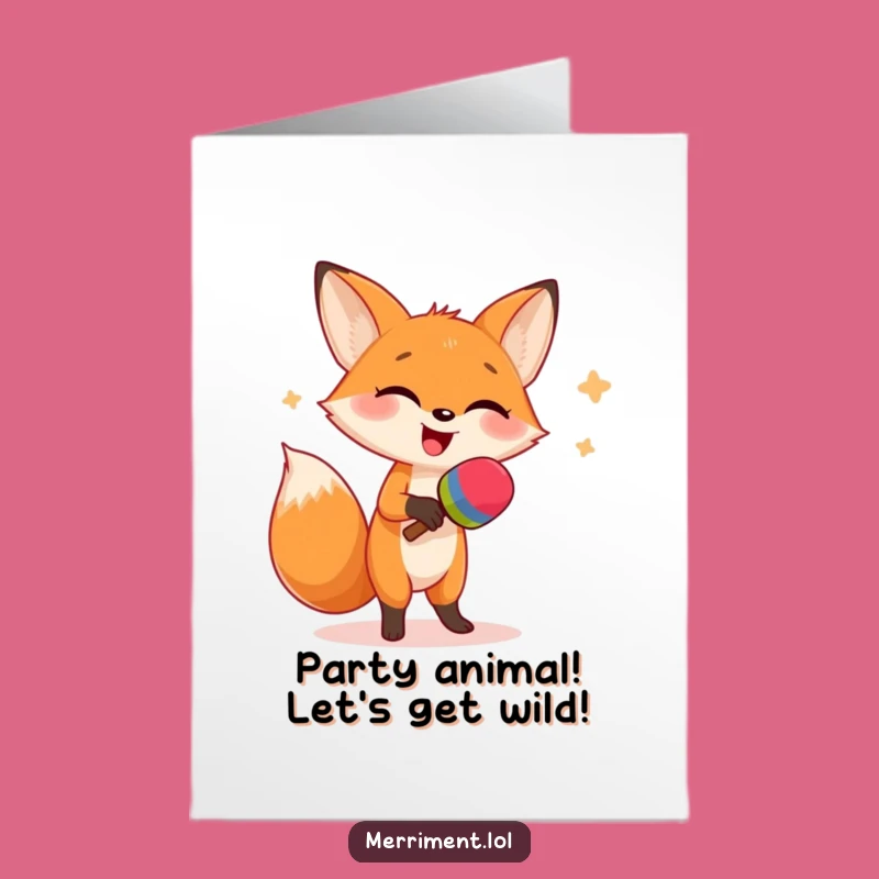 Free Printable Giggling Fox Birthday Card: Hilarious Dancing Animal Downloadable Gift