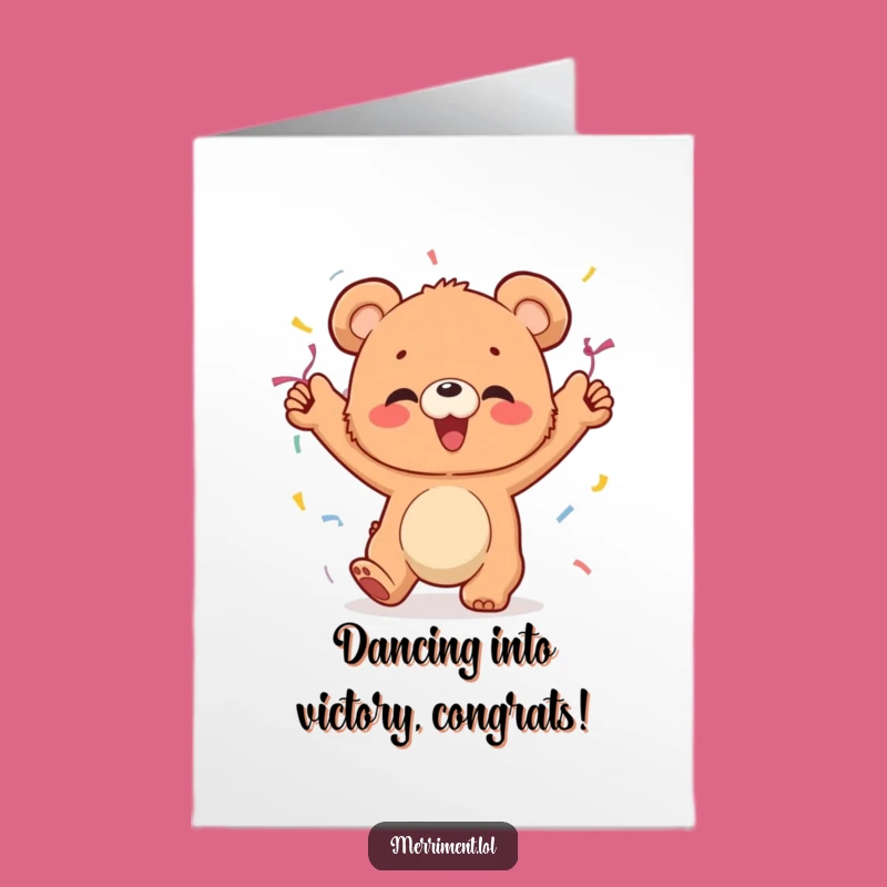 Free Printable Bear Cub Congrats Card: Dancing Celebration Downloadable Gift