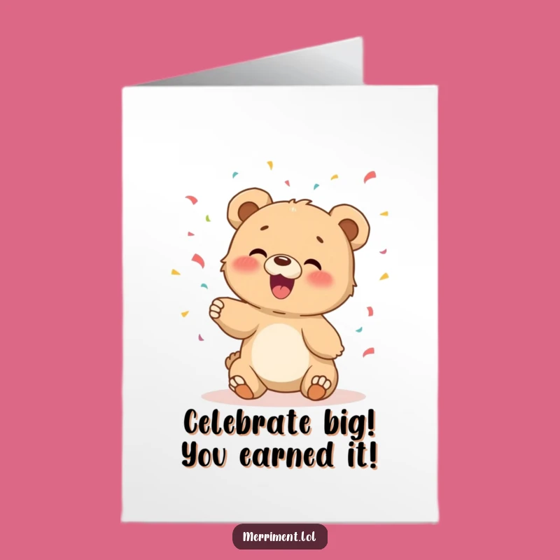 Free Printable Congrats Card: Giggling Bear Cub Confetti for a Joyful Downloadable