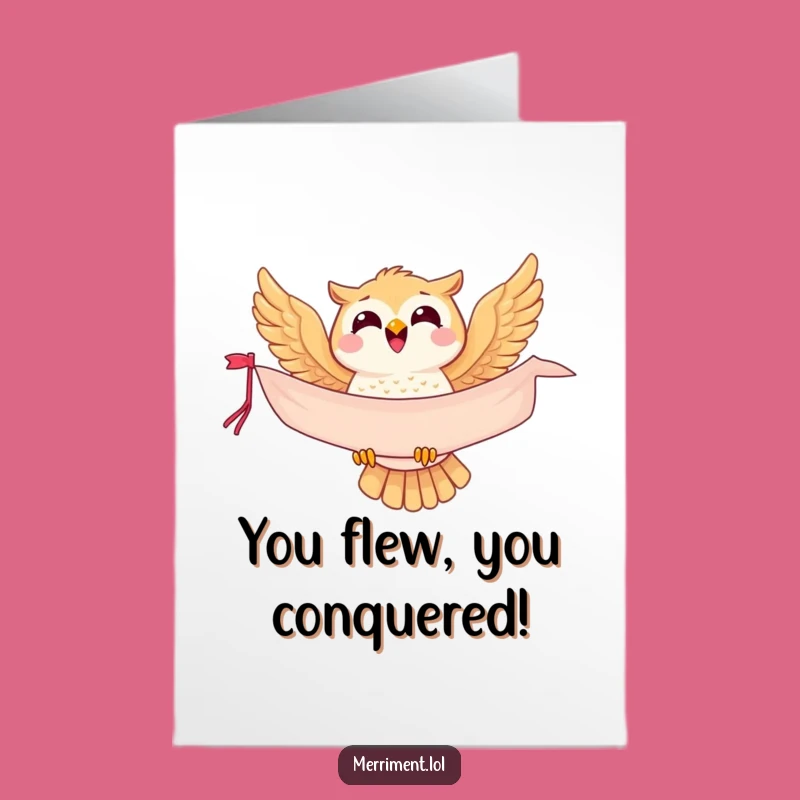 Free Printable Congratulations Card: Owl's Joyful Flight Funny Downloadable Gift