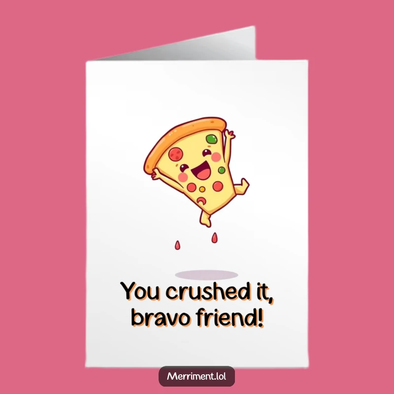 Free Printable Congratulations Card: Pizza's Winning Somersault - Hilarious Downloadable