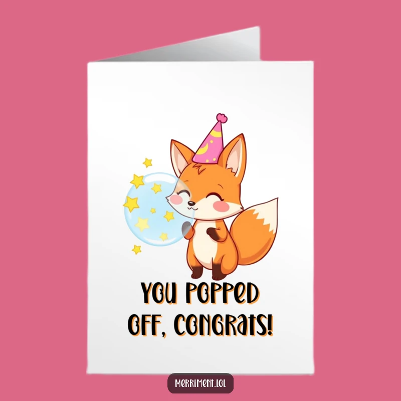 Free Printable Fox Congrats Card: Star Popping Celebration Downloadable Gift