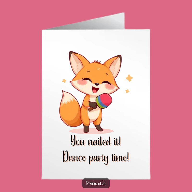 Free Printable Fox Congratulations Card: Silly Dancing Animal for Instant Cheer