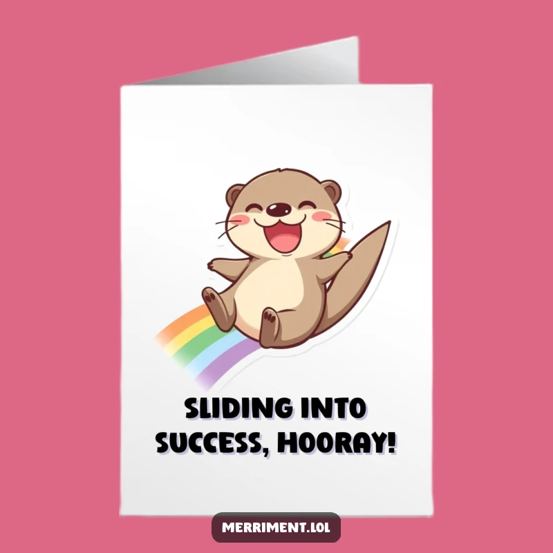 Free Printable Otter Rainbow Slide Congrats Card - Cheerful Downloadable Gift