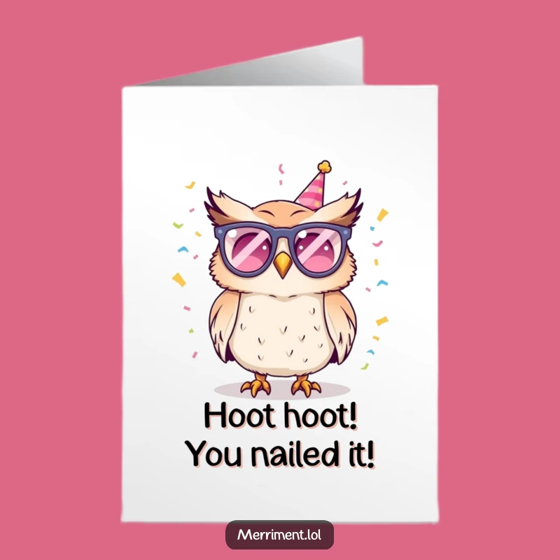 Free Printable Owl Congrats Card: Party Glasses Confetti Celebration Downloadable