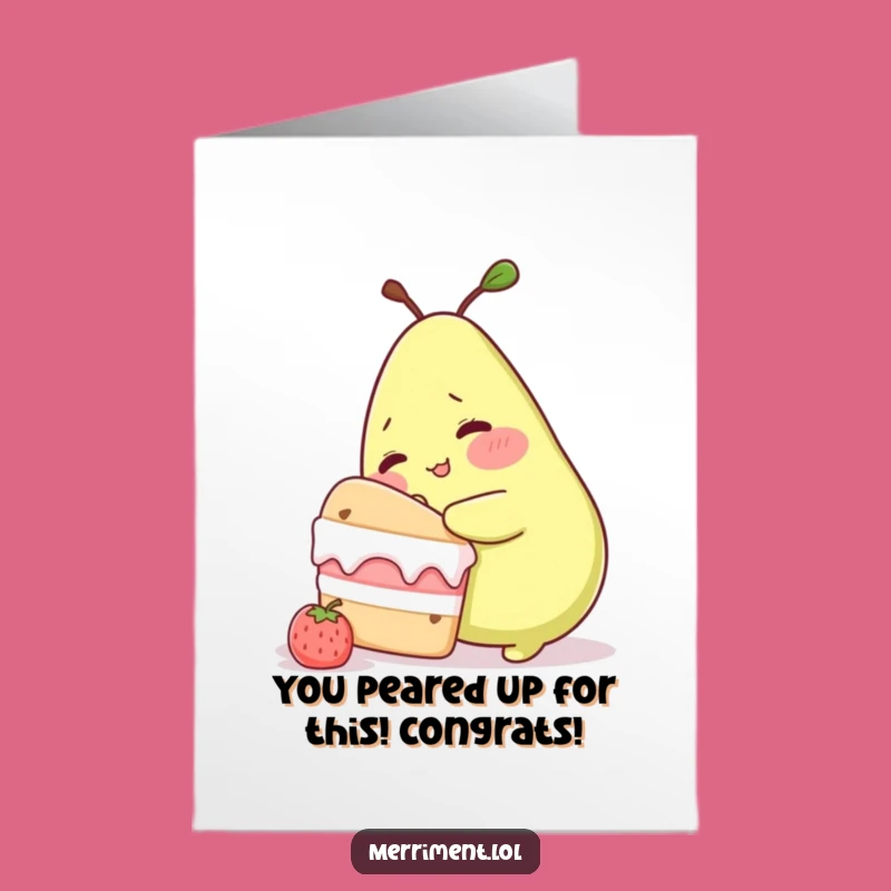 Free Printable Pear Congrats Card: Cake Bite Downloadable Gift