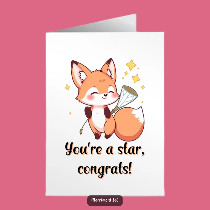 Printable Fox Congrats Card: Star Catcher Success Free Download