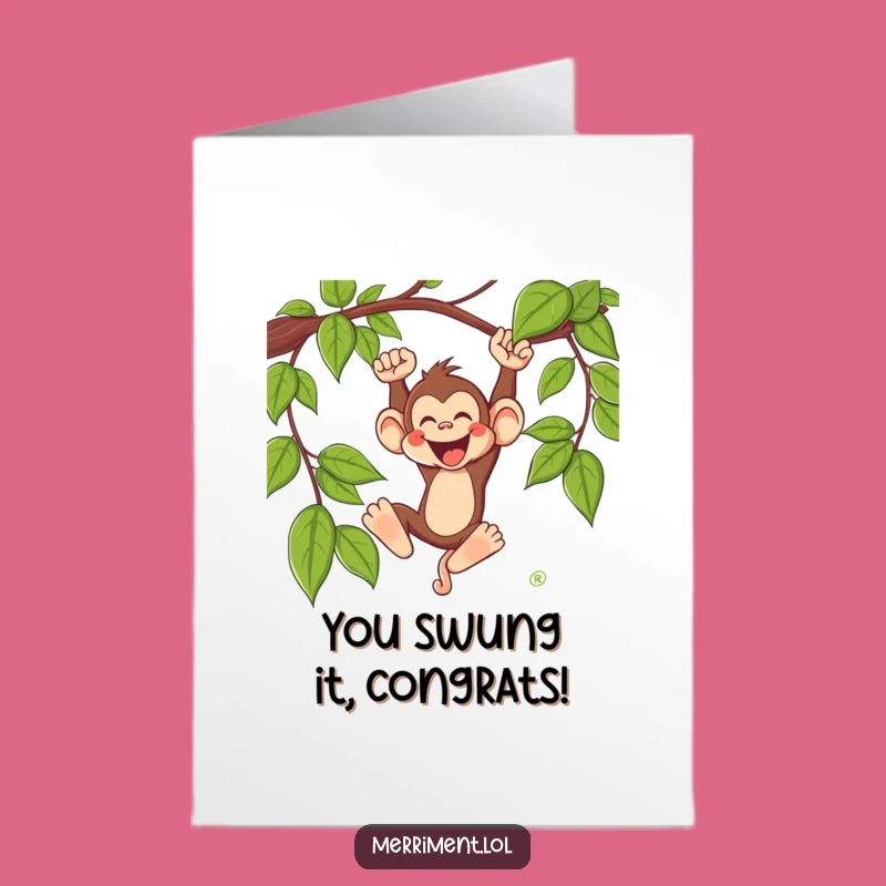 Printable Monkey Congrats Card: Wild Swing Success Free Download