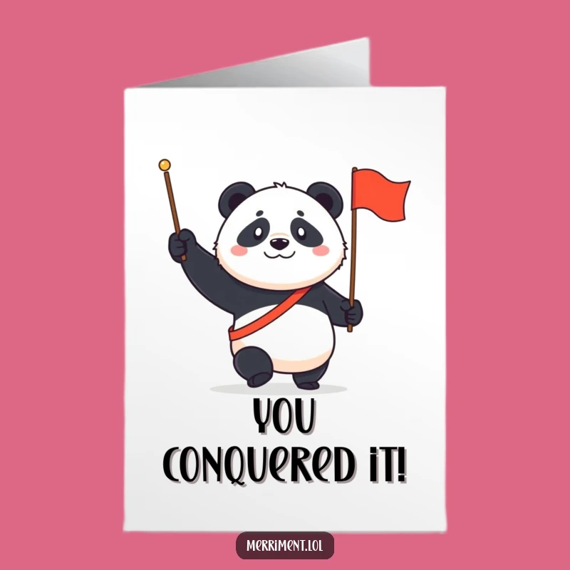 Free Printable Panda Congratulations Card: Marching Panda Achievement Funny Downloadable