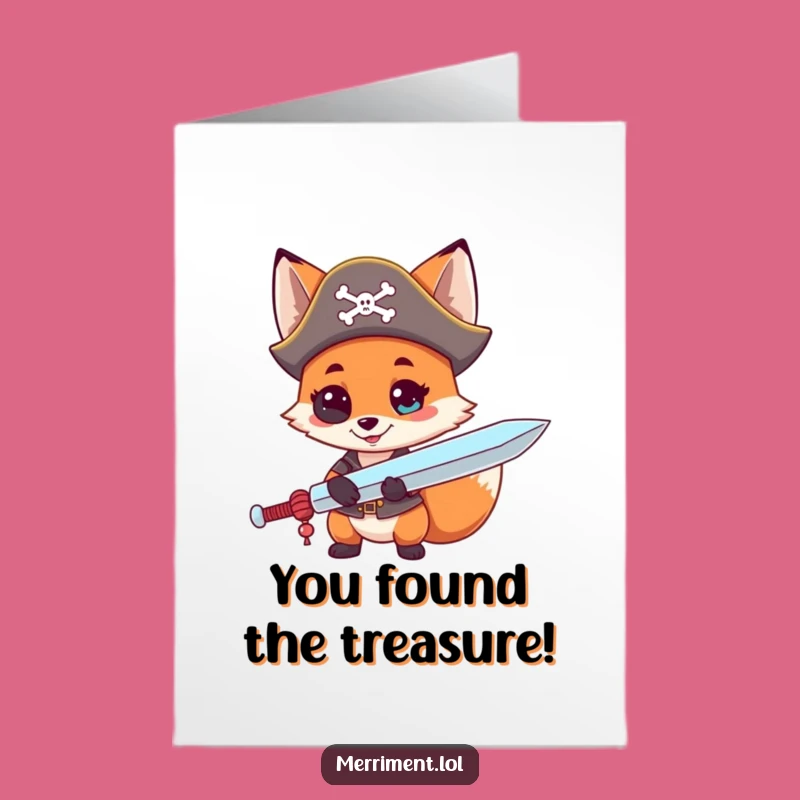 Free Printable Funny Fox Congrats Card: Pirate Fox Claims Victory Sweetly!