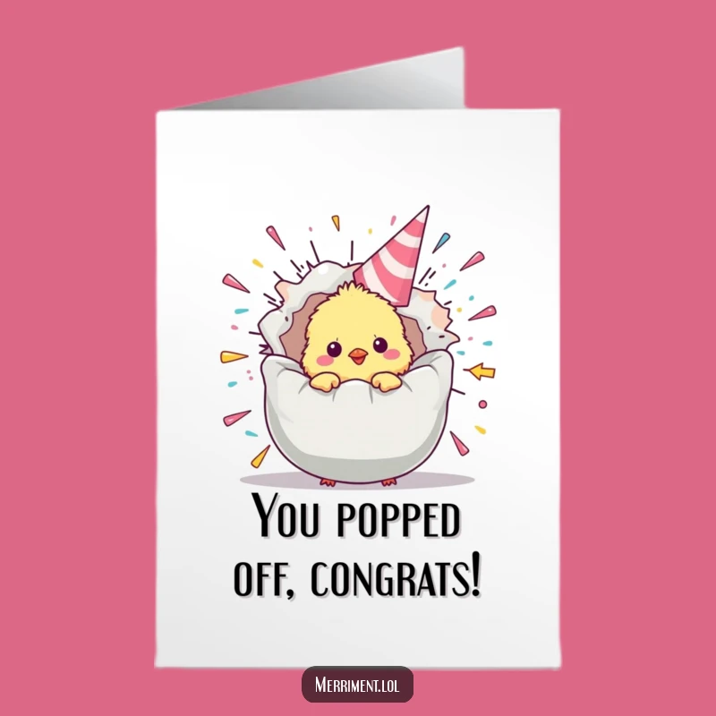 Free Printable Congratulations Card: Chick's Party Popper Surprise - Celebration Download