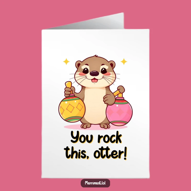 Free Printable Funny Otter Congrats Card: Maracas for Your Amazing Win!