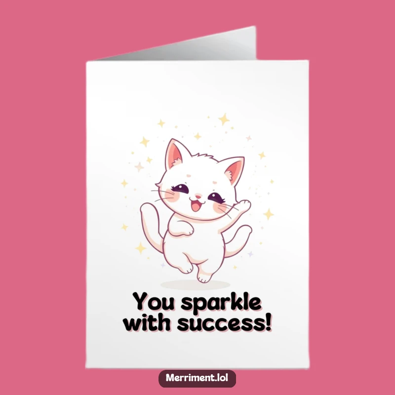 Free Printable Glitter Cat Congrats Card - Dazzling Downloadable Gift for Success