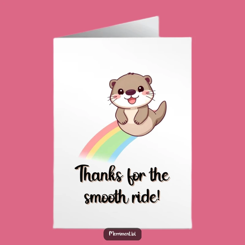 Free Printable Otter Thank You Card: Rainbow Slide Gratitude Downloadable
