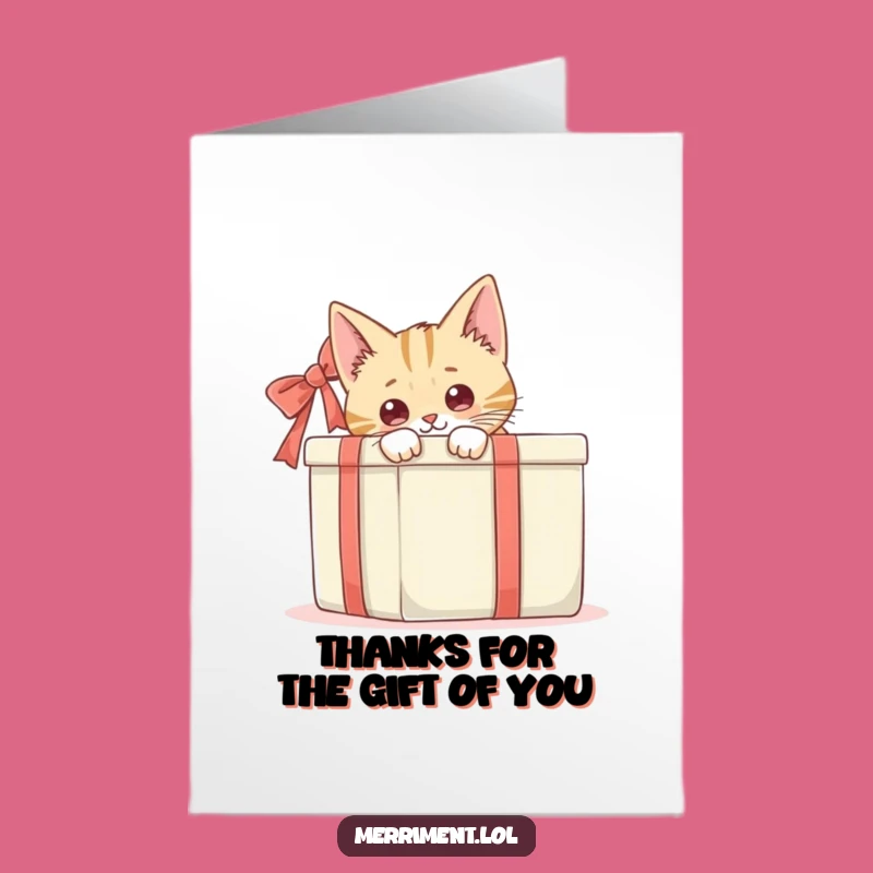 Free Printable Thank You Card: Cat & Gift Box - Funny Downloadable