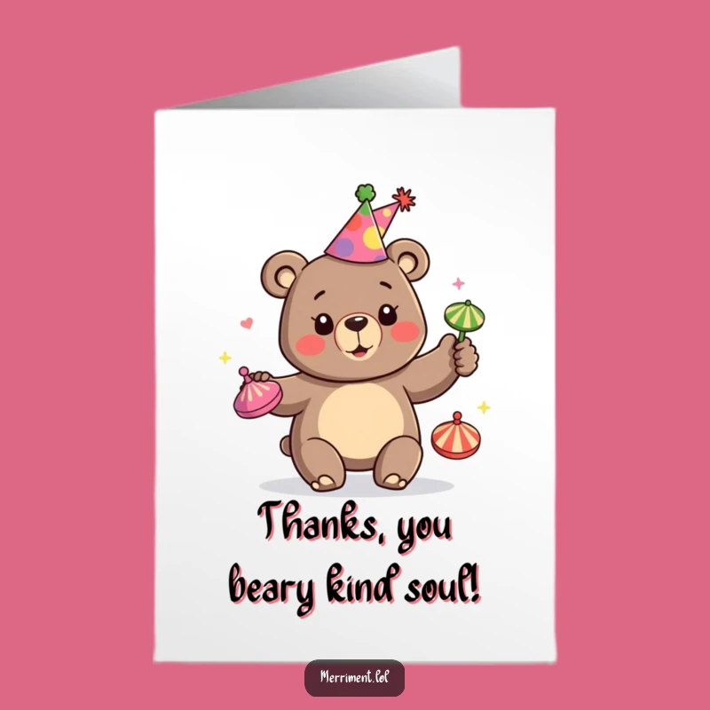Free Printable Thank You Card: Juggling Bear Party, Funny Downloadable Gift of Thanks