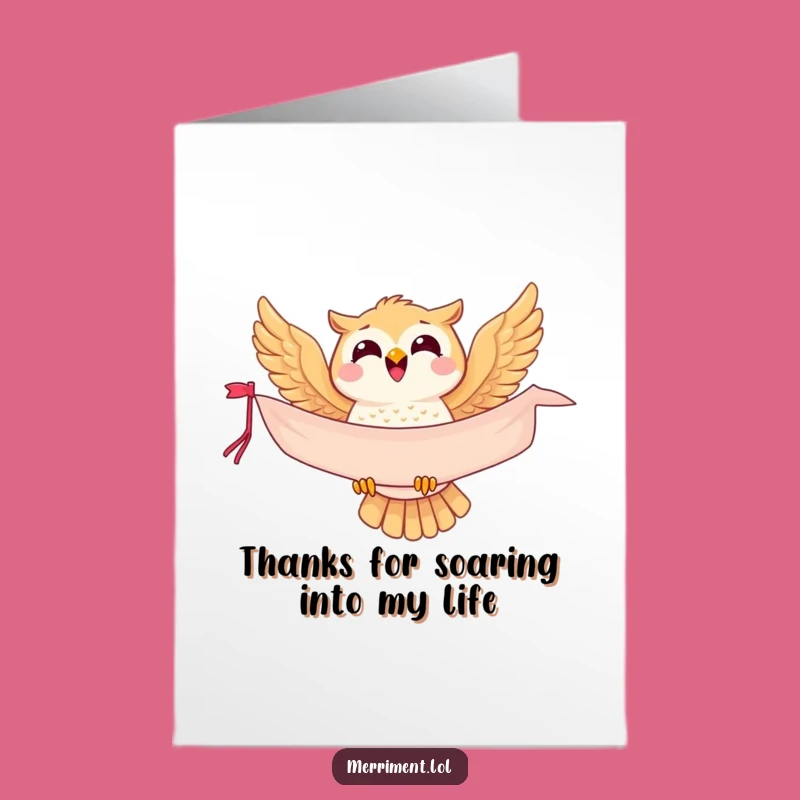 Free Printable Thank You Card: Owl's Flight Funny Downloadable Gift