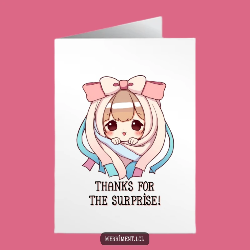 Free Printable Thank You Card: Ribbon Peeking Character Downloadable Gift!