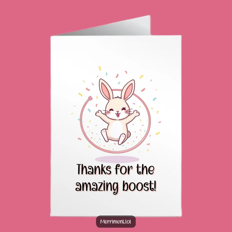 Free Printable Thank You Rabbit Card: Festive Leaping Animal for Gratitude