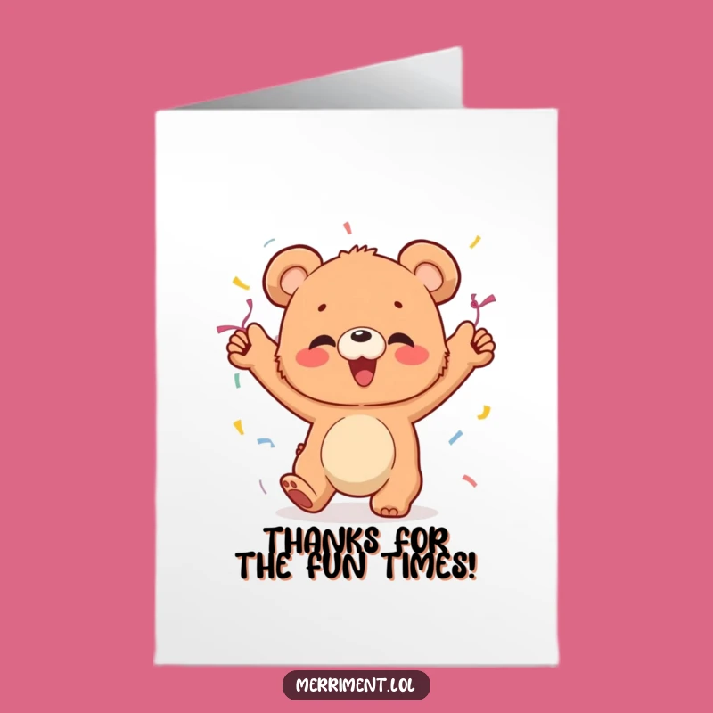 Free Printable Bear Cub Thank You Card: Dancing Gratitude Downloadable