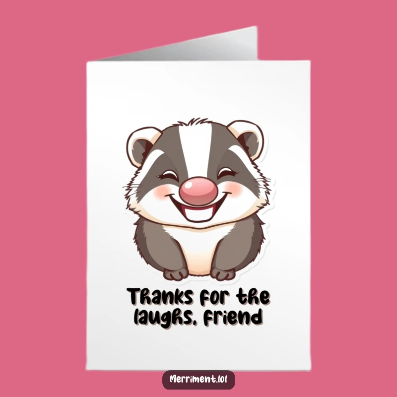 Free Printable Thank You Card: Silly Badger Clown - Funny & Cheeky Gratitude!