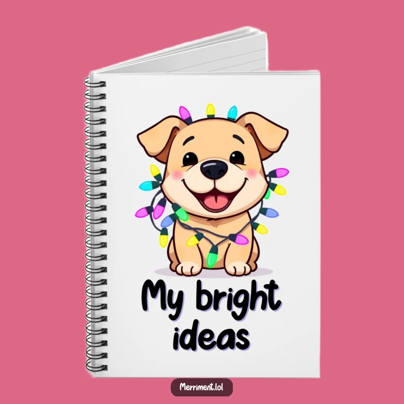 Funny Dog Lights Notebook Gift - Joyful Pooch's Festive Idea Capture