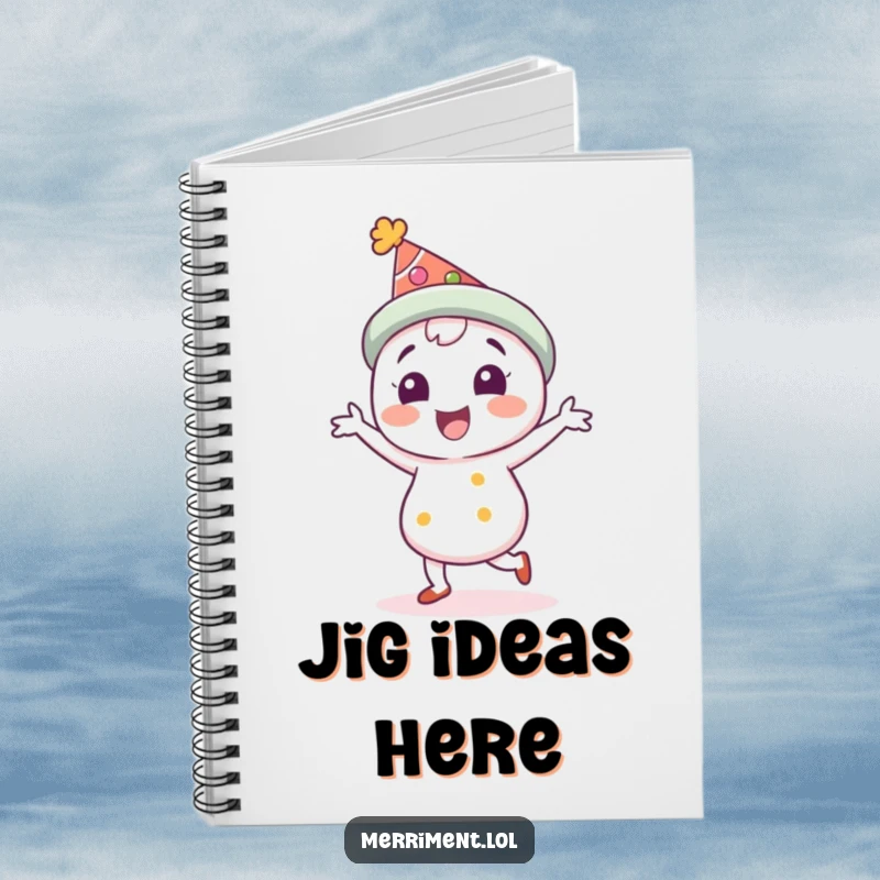 Funny Notebook: A delighted character in a festive hat dances with joy. Perfect for notes and a funny gift.
