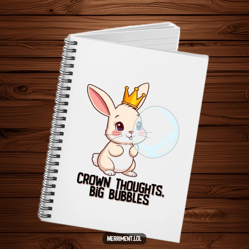 Funny Rabbit Notebook: For jotting down ideas with a curious crowned rabbit comically blowing a large bubble.