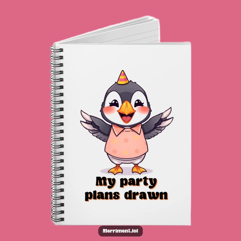 Funny Puffin Notebook: Grinning Party Puffin, Wiggling Wings, Festive Journal Gift