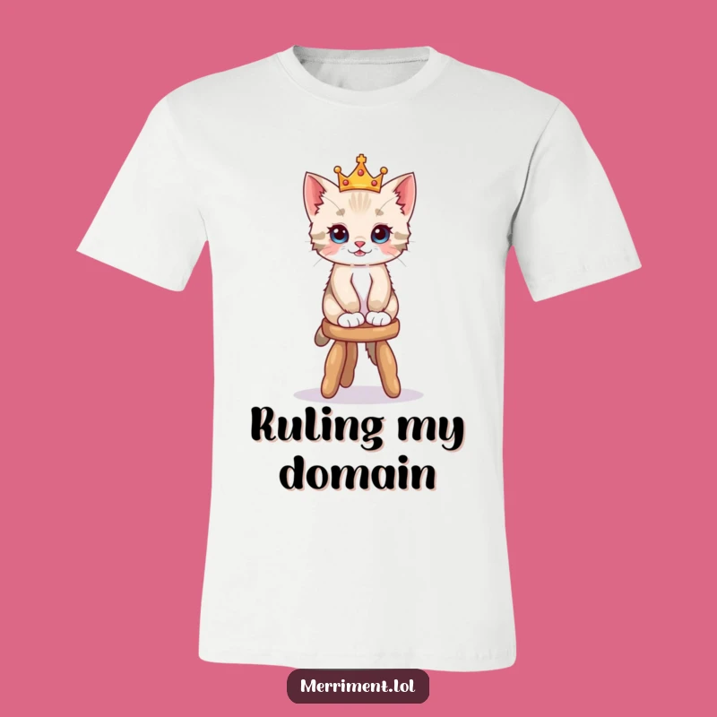 Funny Kitten Crown T-Shirt - Playful Balancing Act Tee Gift