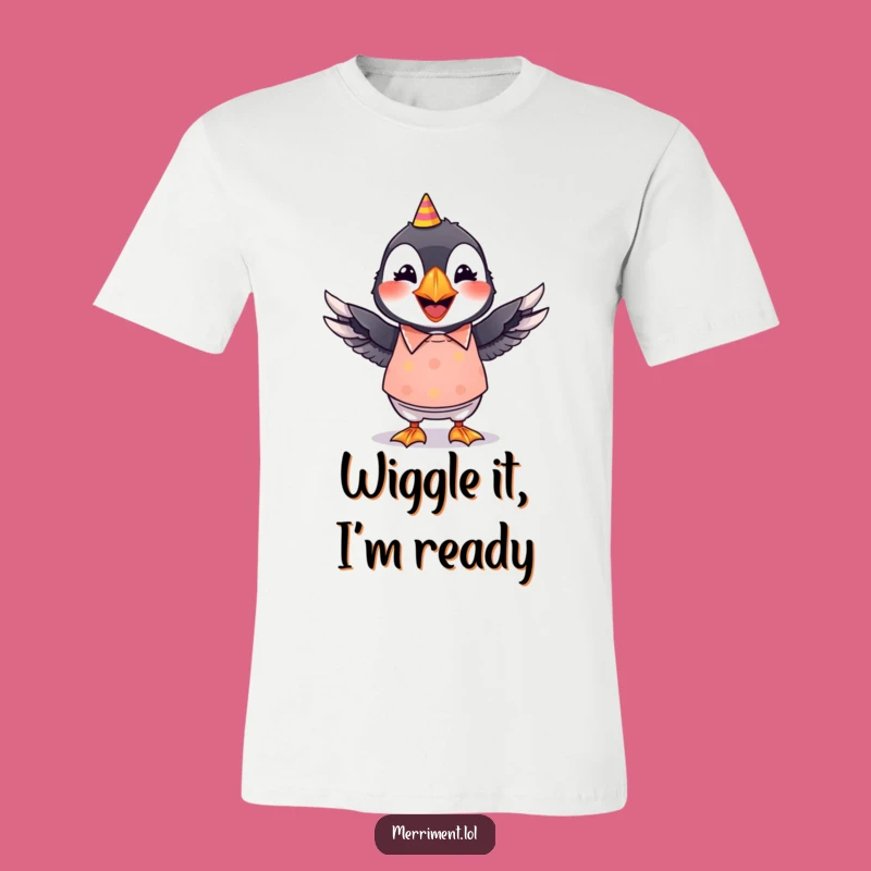 Funny Puffin Party T-Shirt: Grinning Puffin, Wiggling Wings, Festive Shirt Gift