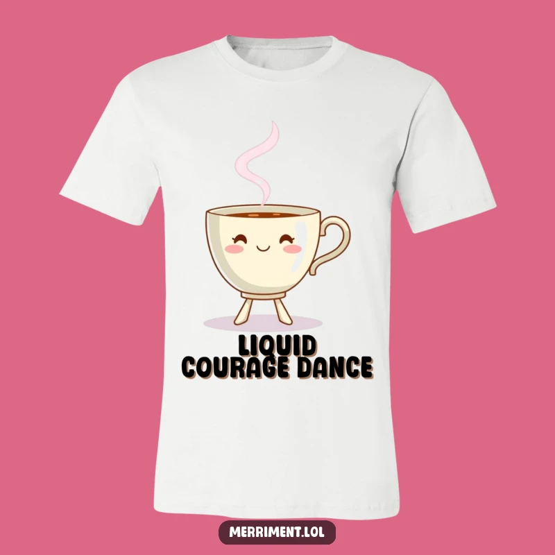 Funny Dancing Teacup Steam Shape T-Shirt - Lively & Humorous Apparel for Tea Enthusiasts