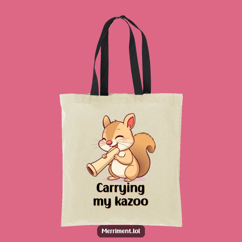 Funny Squirrel Kazoo Enthusiast Tote Bag: Hilarious Musical Accessory