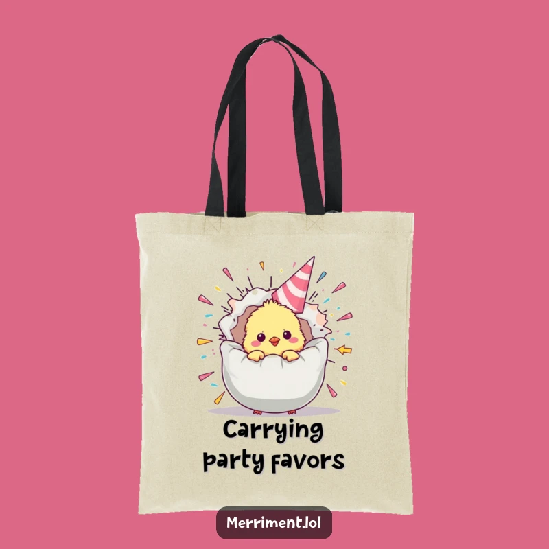 Funny Chick Party Popper Tote Bag: Carry Your Celebration Everywhere