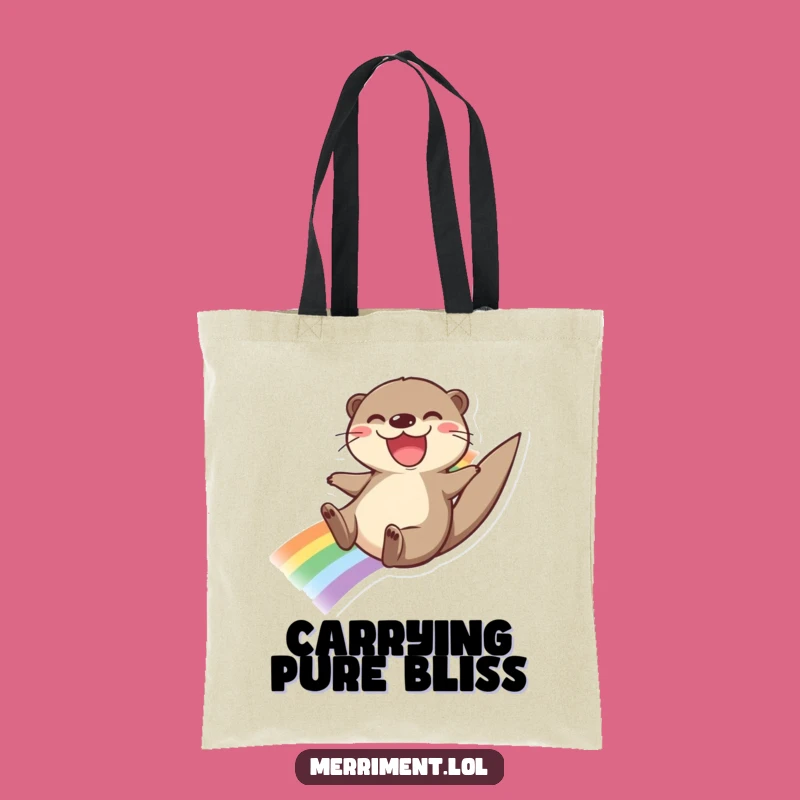 Funny Otter Rainbow Tote Bag: Carry Your Joy Funny Gift