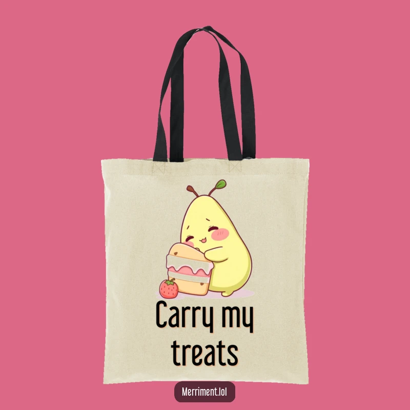 Funny Blushing Pear Cake Sneak Tote Bag: Carry Your Sweet Secret