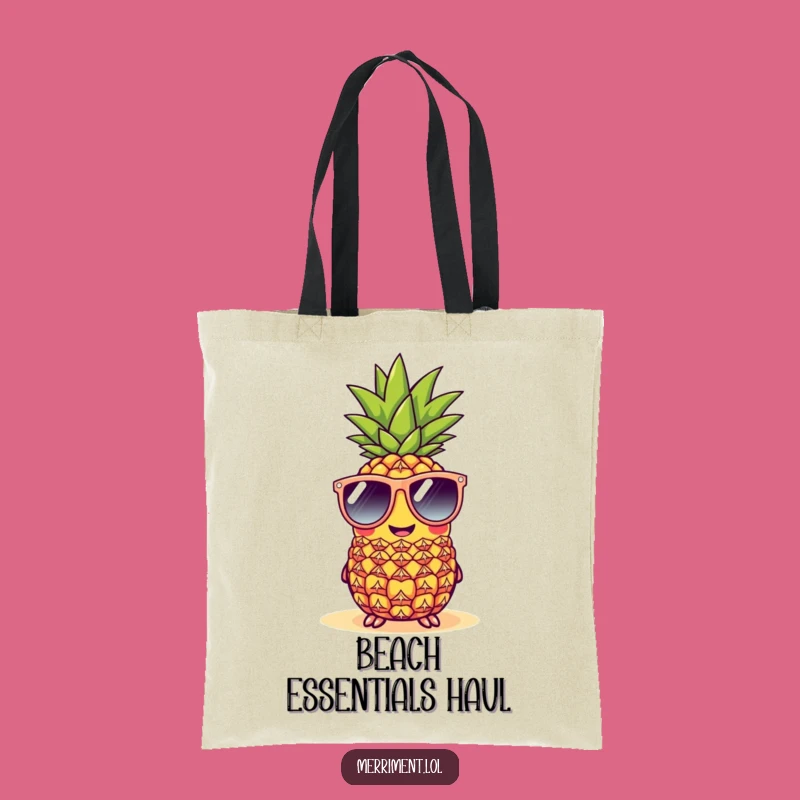 Funny Cheerful Pineapple Sunglasses Tote Bag - Beachy & Humorous Carry-All