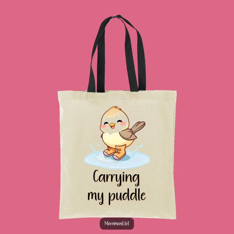 Funny Chickadee Puddle Splash Tote Bag: Carry Your Smiles with This Hilarious Accessory