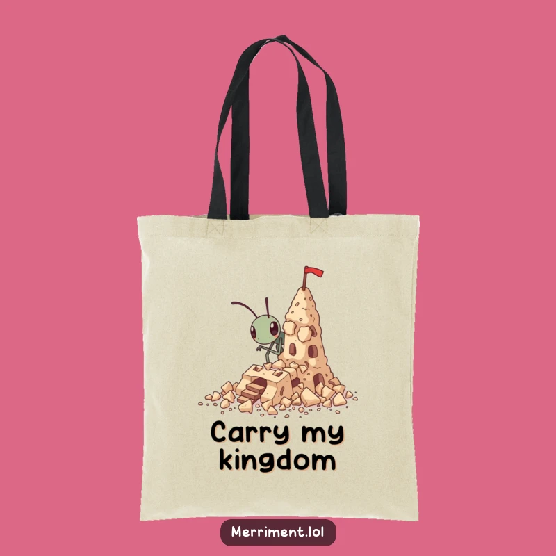 Funny Determined Ant Crumbs Fortress Tote Bag - Carry Your Ambition with Humor