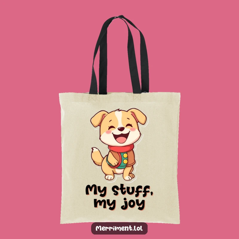 Funny Dog Tote Bag: Happy Wagging Tail, Festive Vest, Carry Your Joy Gift