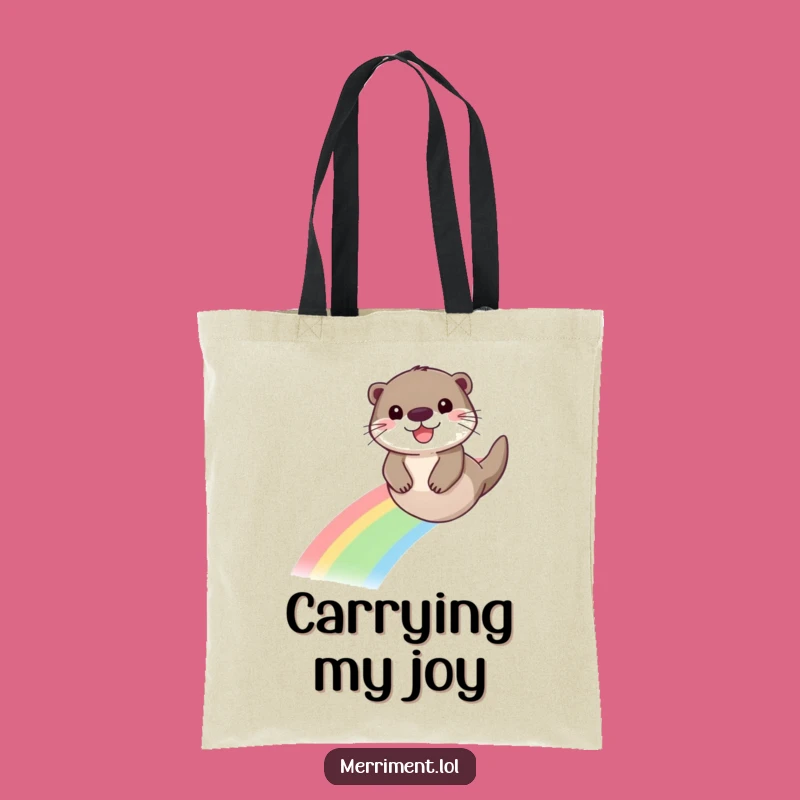 Funny Otter Rainbow Tote Bag: Carry Your Joy Down the Rainbow