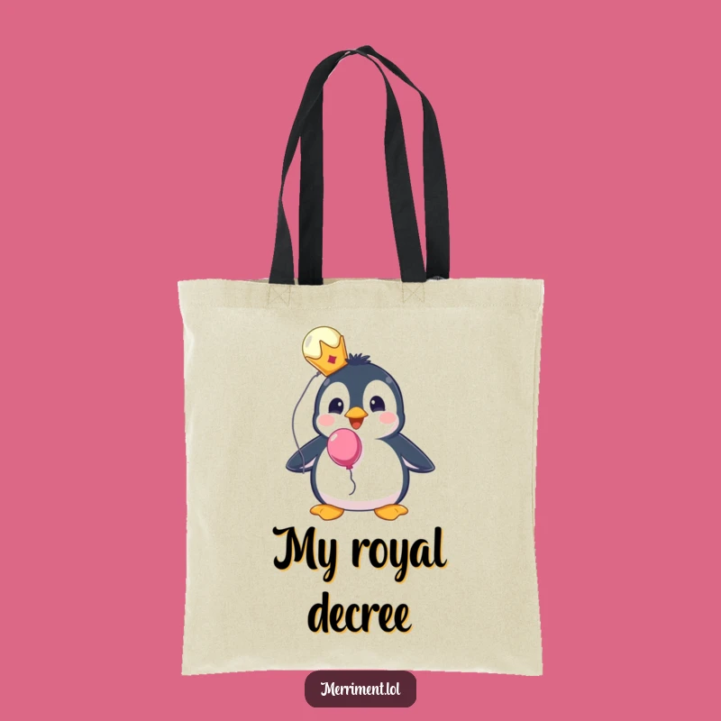 Funny Penguin Crown Tote Bag - Carry Your Royal Surprise!