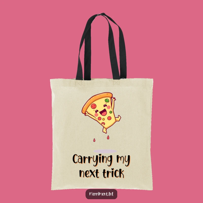 Funny Pizza Somersault Tote Bag - Durable Cartoon Food Shopping Bag