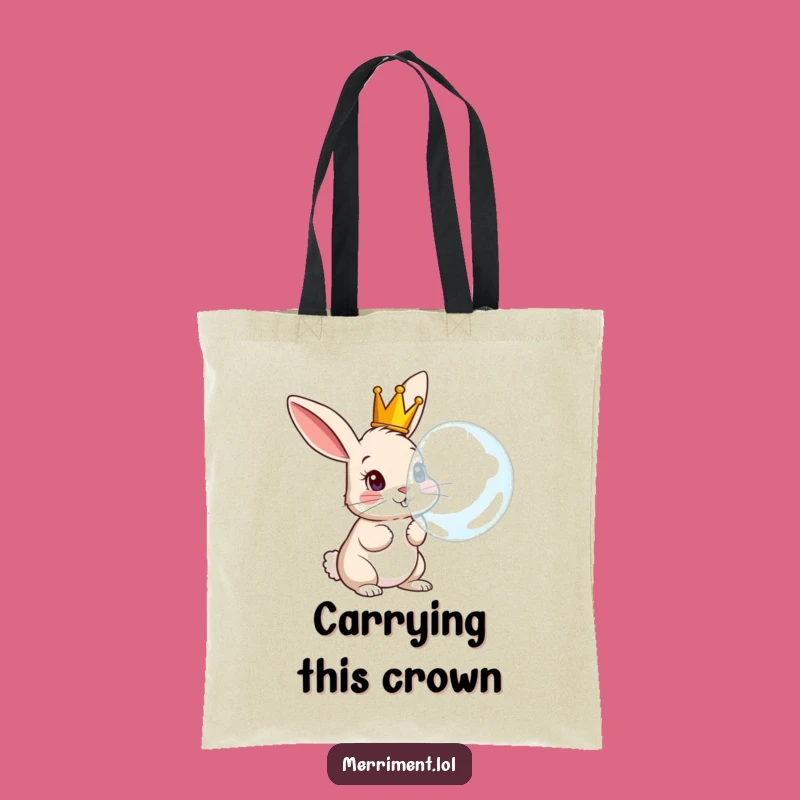 Funny Rabbit Crown Bubble Tote Bag: Chic & Chuckle-Worthy Carryall!